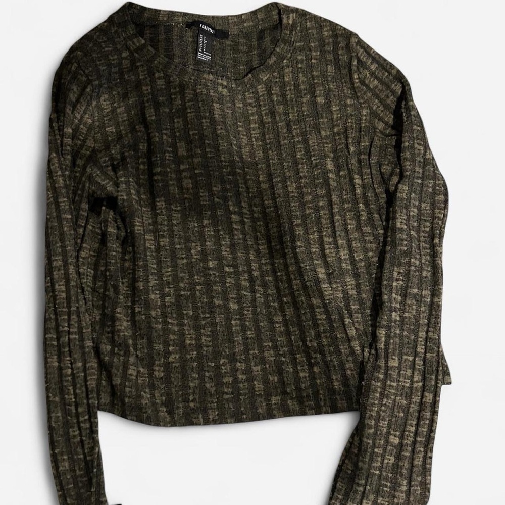 Forever 21 Olive Green Ribbed Crop Top